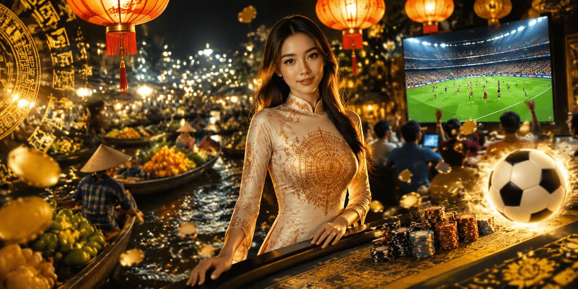 Nhóm bạn xem bóng đá và cá cược tại chợ đêm Mekong